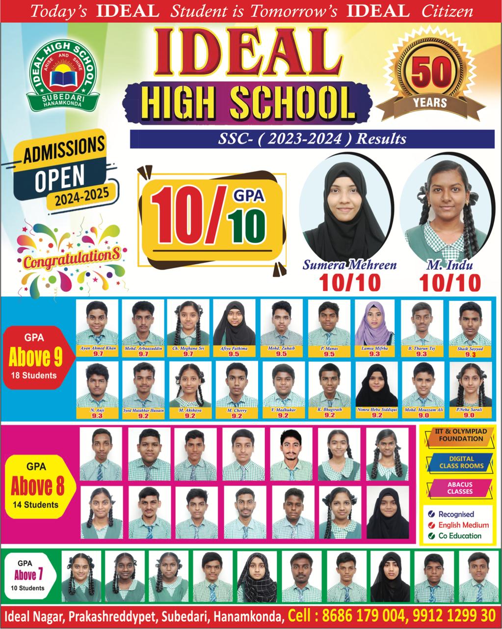 SSC 2023-24 Results at Ideal High School