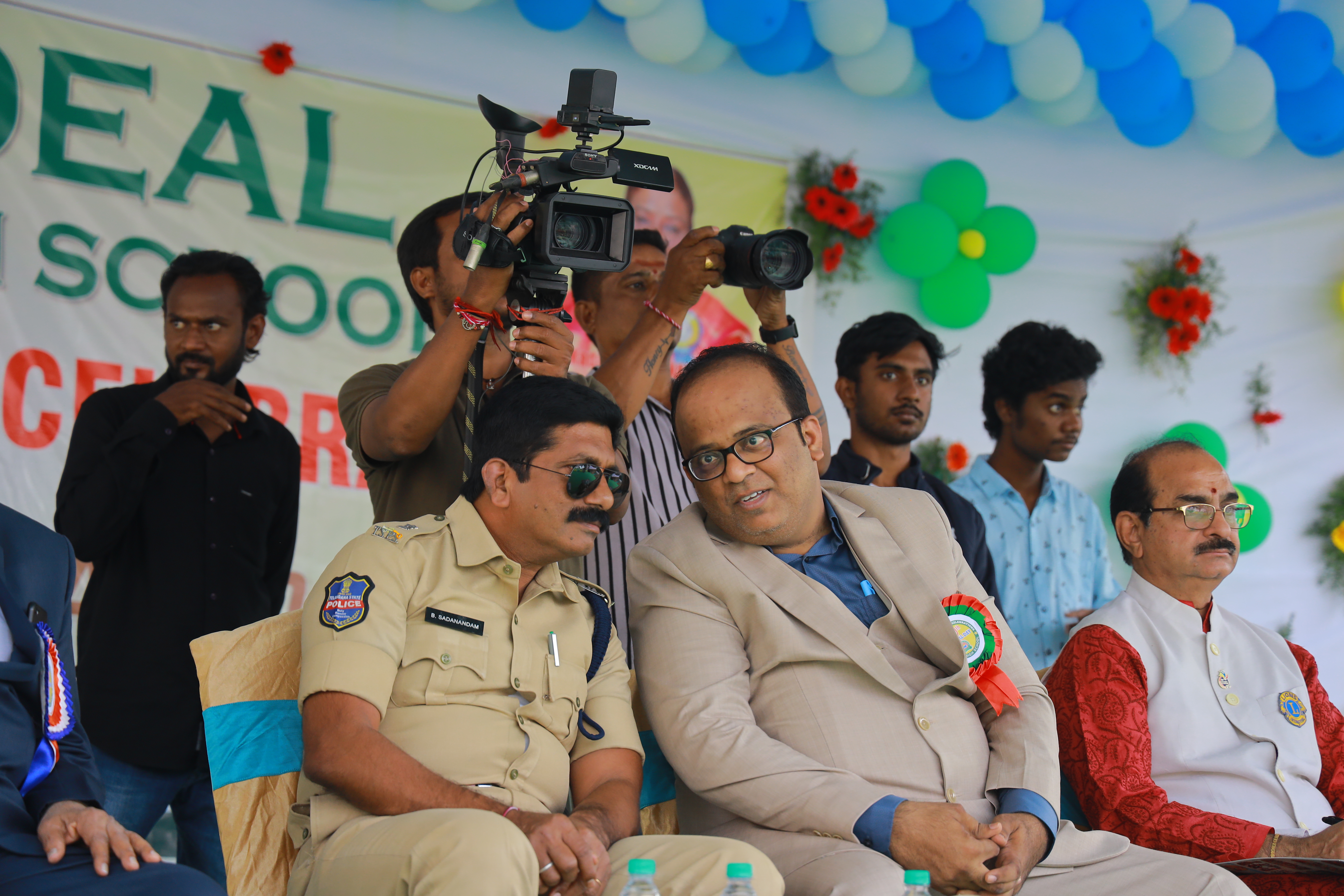 Principal with Guests at Ideal High School